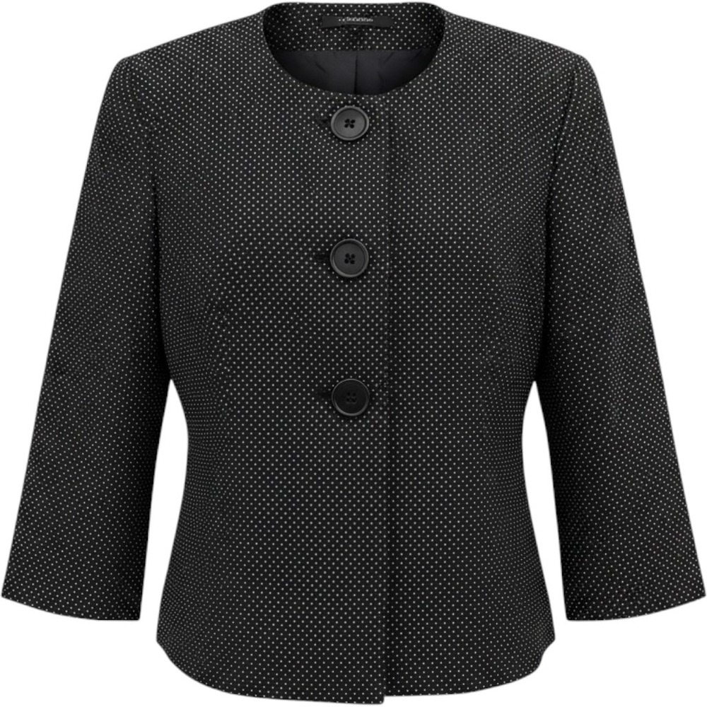 Anne Klein Polka Dot Blazer Black White Collarless Stretch Jacket Size 12 Office